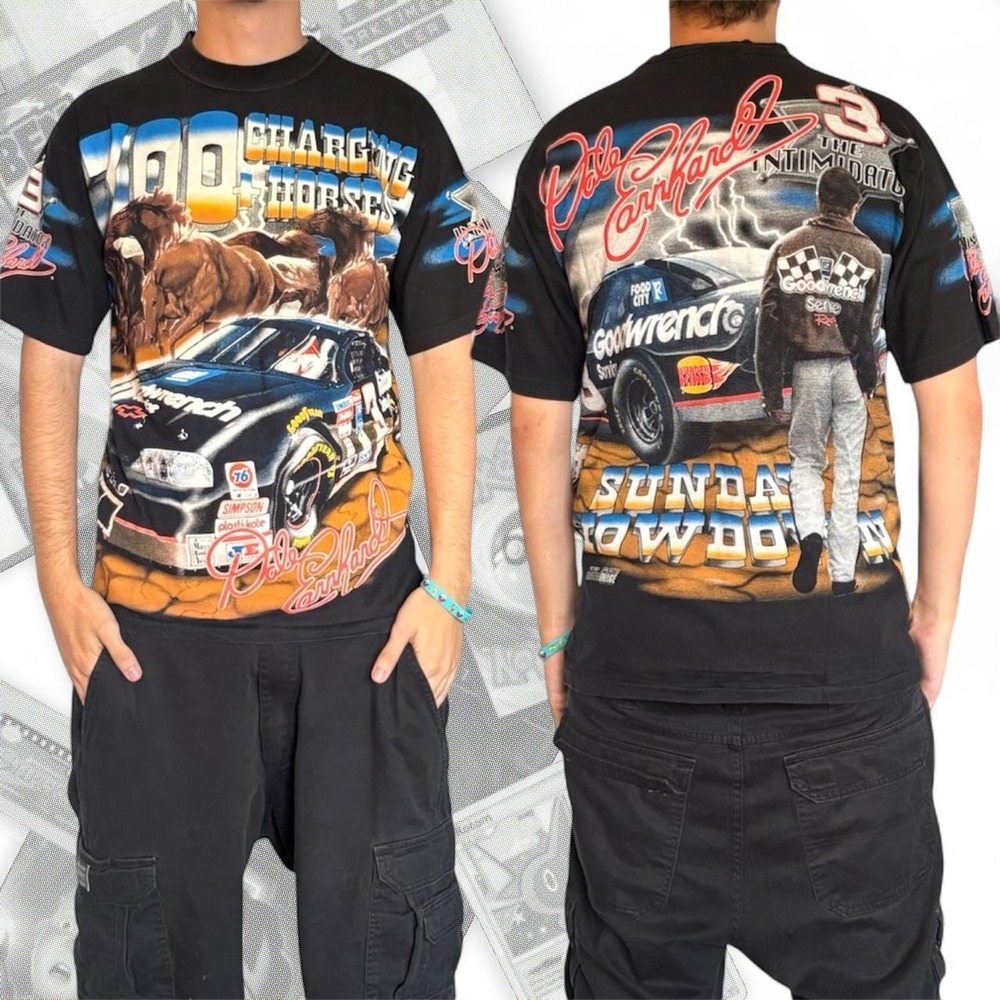 Vintage 90s Dale Earnhardt Chase Authentic’s AOP Single Stitch Graphic Tee Shirt